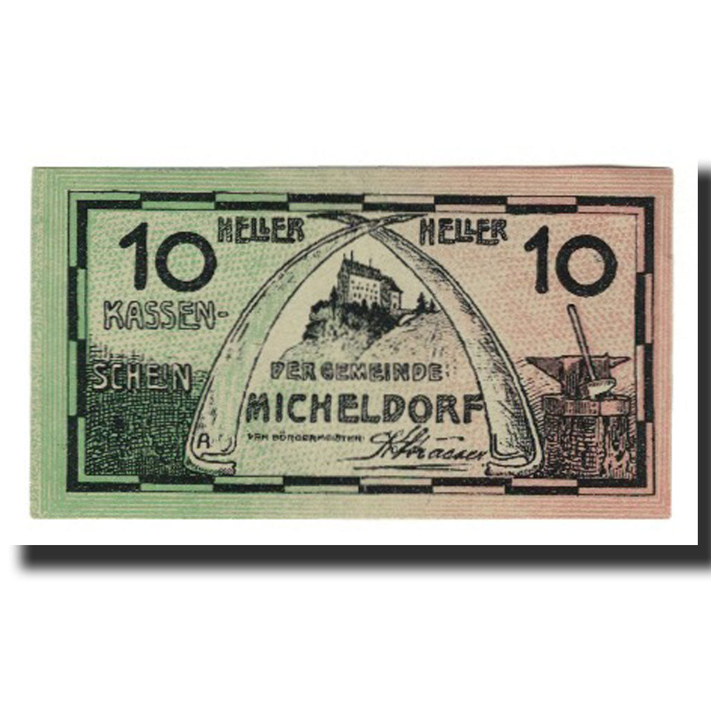 Biljet, Oostenrijk, Micheldorf O.Ö. Gemeinde, 10 Heller, valeur faciale, 1920
