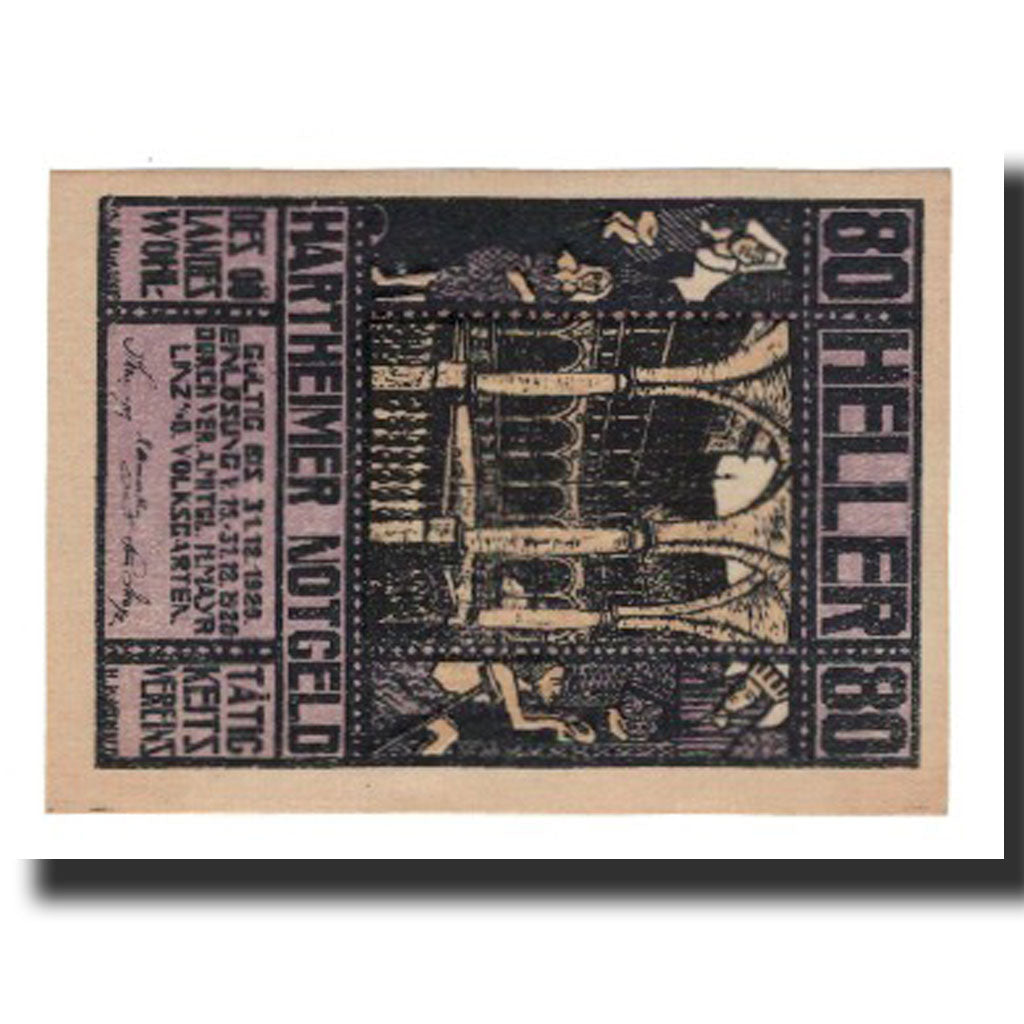 Banknote, Austria, Hartheim O.Ö. Prv. Landes-Wohltätigkeitsverein, 80 Heller