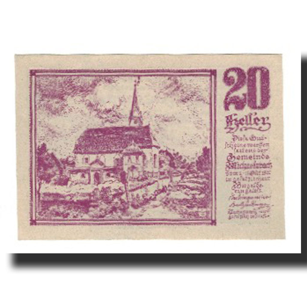 Billet, Autriche, Michaelnbach O.Ö. Gemeinde, 20 Heller, paysage 1, 1920