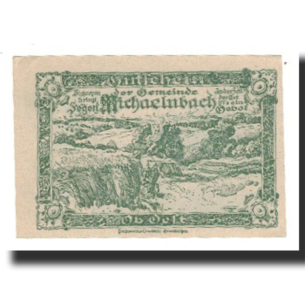 Nota, Áustria, Michaelnbach O.Ö. Gemeinde, 50 Heller, paysage 2, 1920
