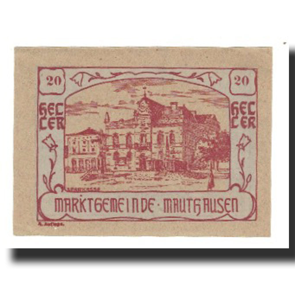 Banconote, Austria, Mauthausen, 20 Heller, Monument, FDS, Mehl:FS 601IV