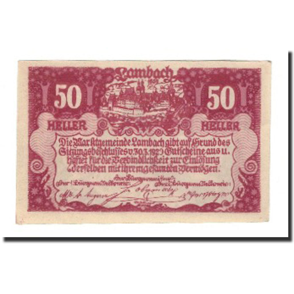 Billet, Autriche, Lambach, 50 Heller, valeur faciale, 1920, 1920-12-31, SPL