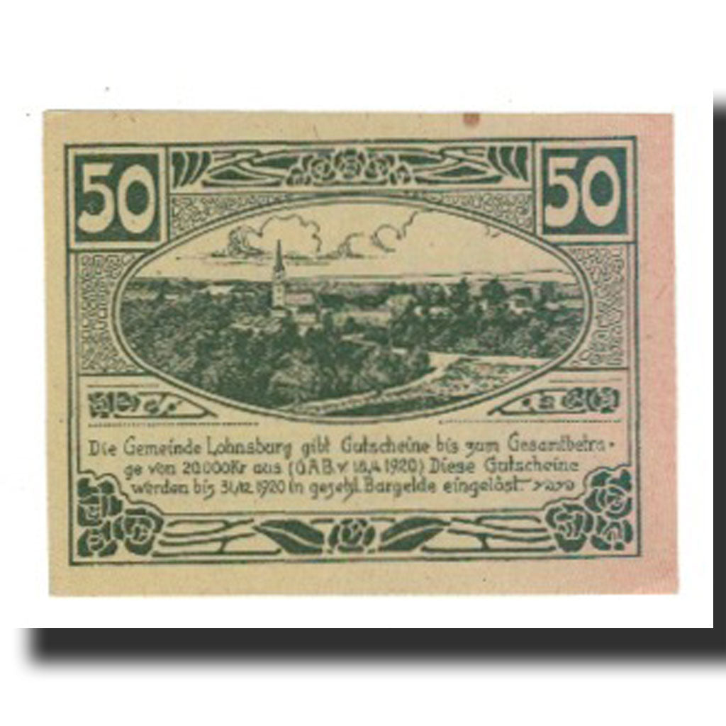 Biljet, Oostenrijk, Lohnsburg O.Ö. Gemeinde, 50 Heller, paysage 2, 1920