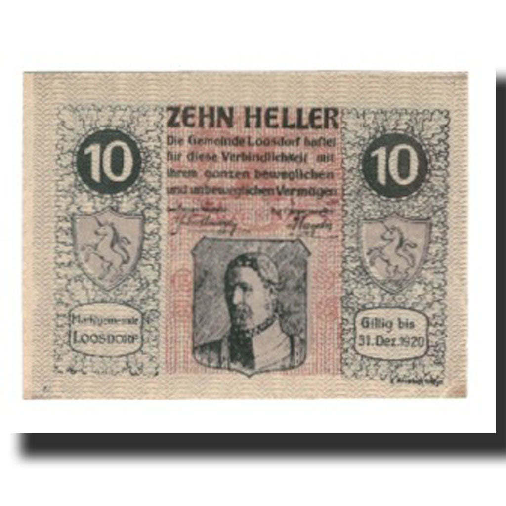 Billet, Autriche, Loosdorf, 10 Heller, Texte, 1920, 1920-12-31, SUP, Mehl:FS