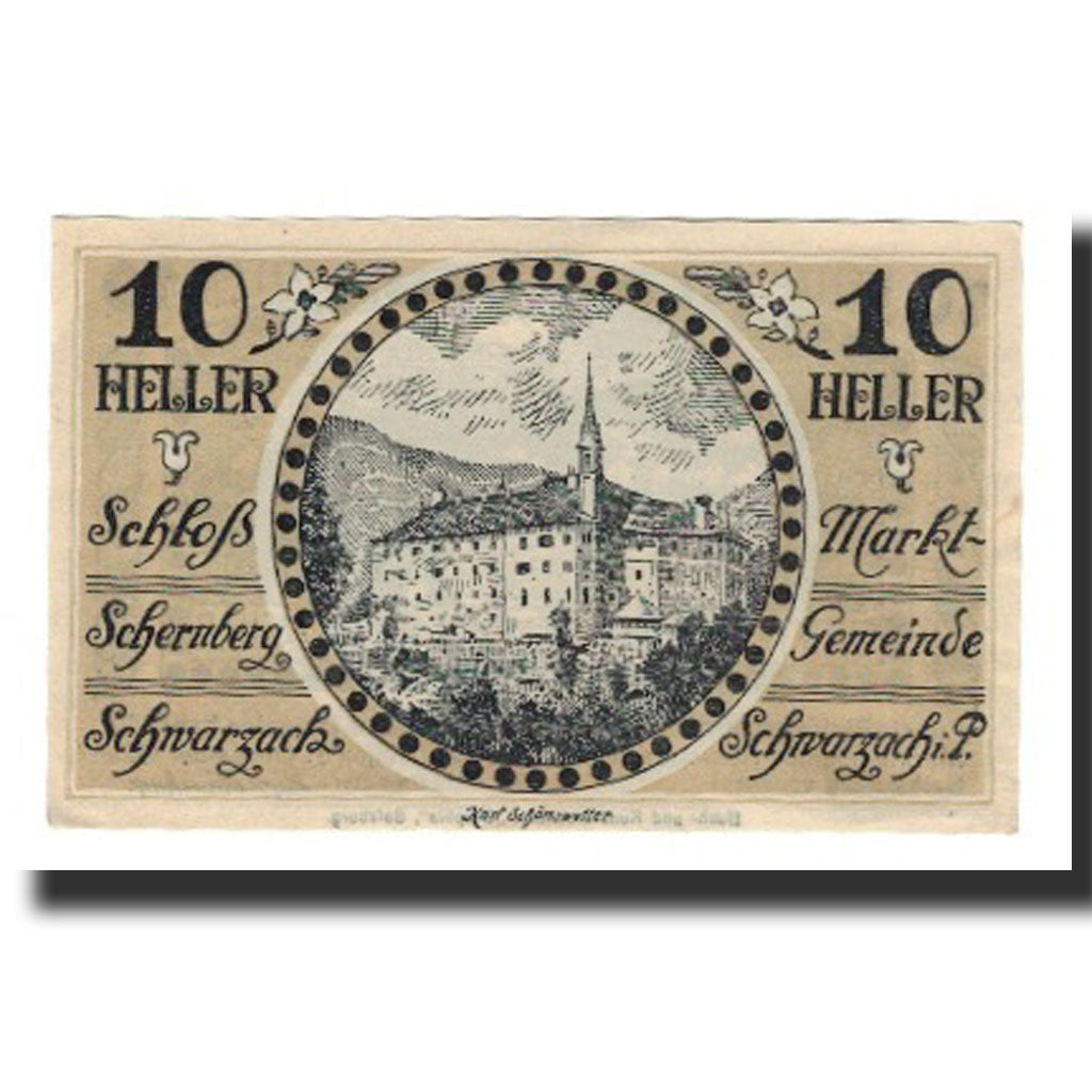 Billet, Autriche, Schwarzach im Pongau Sbg. Marktgemeinde, 10 Heller, paysage