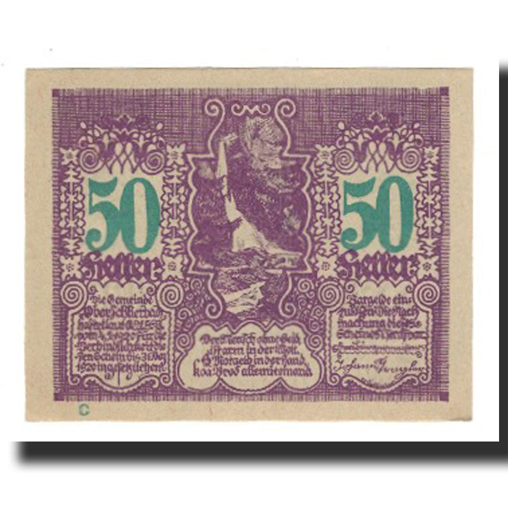 Billet, Autriche, Oberschlierbach O.Ö. Gemeinde, 50 Heller, paysage 2, 1920