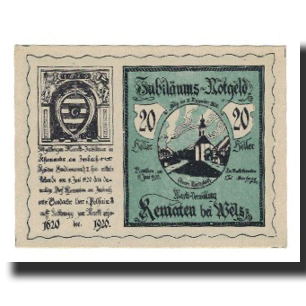 Billet, Autriche, Kematen bei Wels O.Ö. Markt, 50 Heller, Texte 2, 1920
