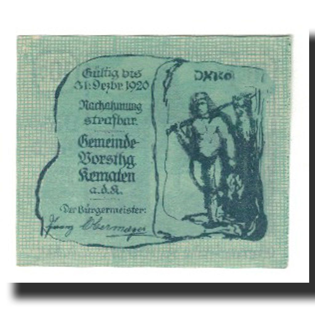 Billet, Autriche, Kematen an der Krems, 10 Heller, personnage, 1920, 1920-12-31