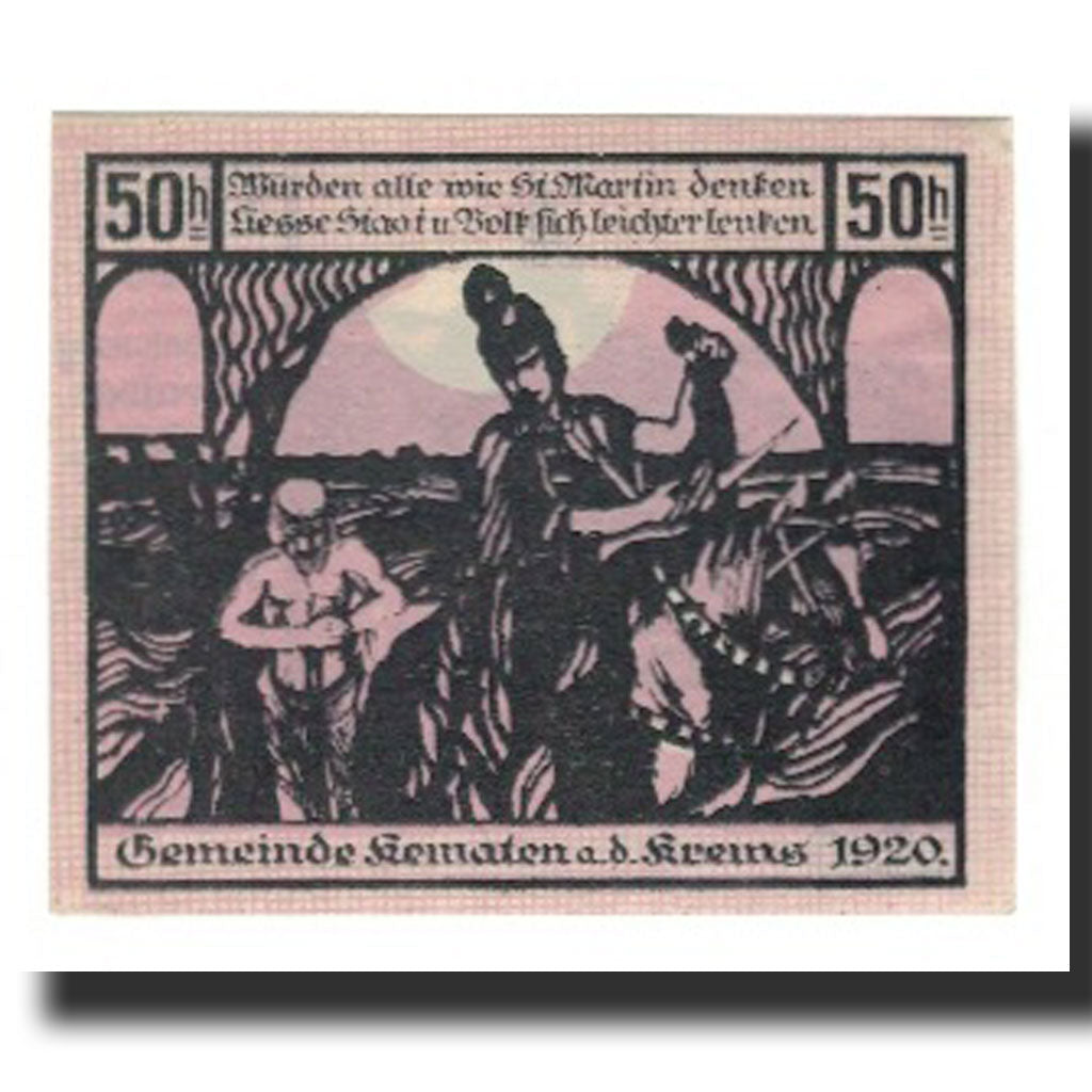 Billete, Austria, Kematen an der Krems, 50 Heller, personnage 2, 1920