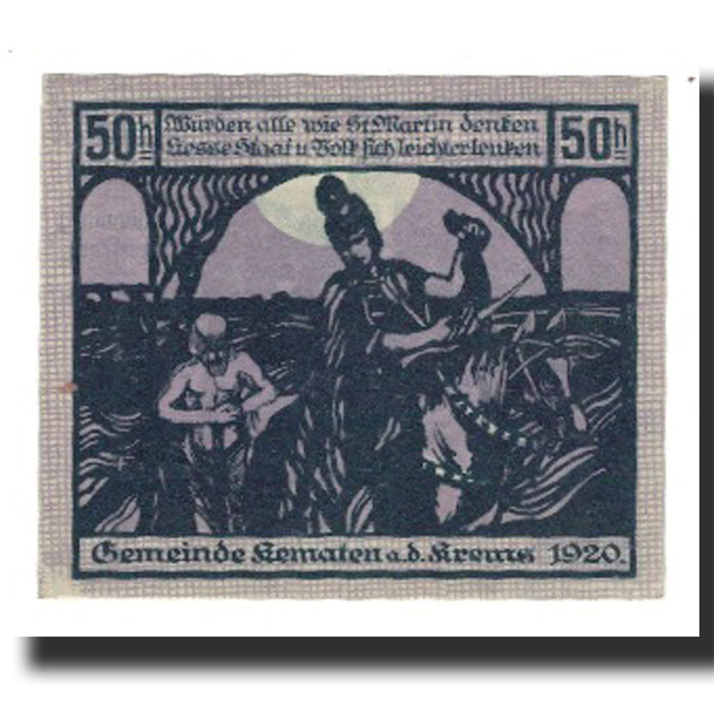 Billete, Austria, Kematen an der Krems, 50 Heller, personnage 3, 1920
