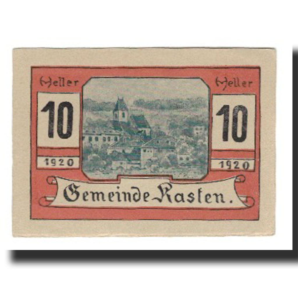 Biljet, Oostenrijk, Kasten, 10 Heller, Texte, 1920, 1920-09-30, SUP, Mehl:FS 428