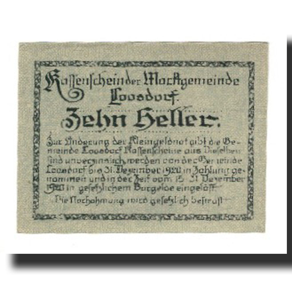 Billet, Autriche, Loosdorf, 10 Heller, Texte, 1920, 1920-12-31, NEUF, Mehl:FS