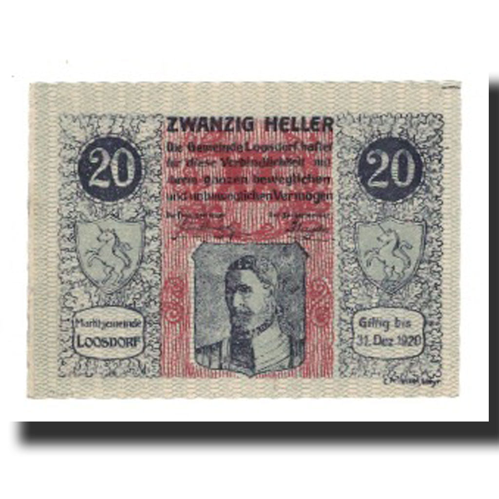 Banknote, Austria, Loosdorf, 20 Heller, Texte 2, 1920, 1920-12-31, UNC(65-70)