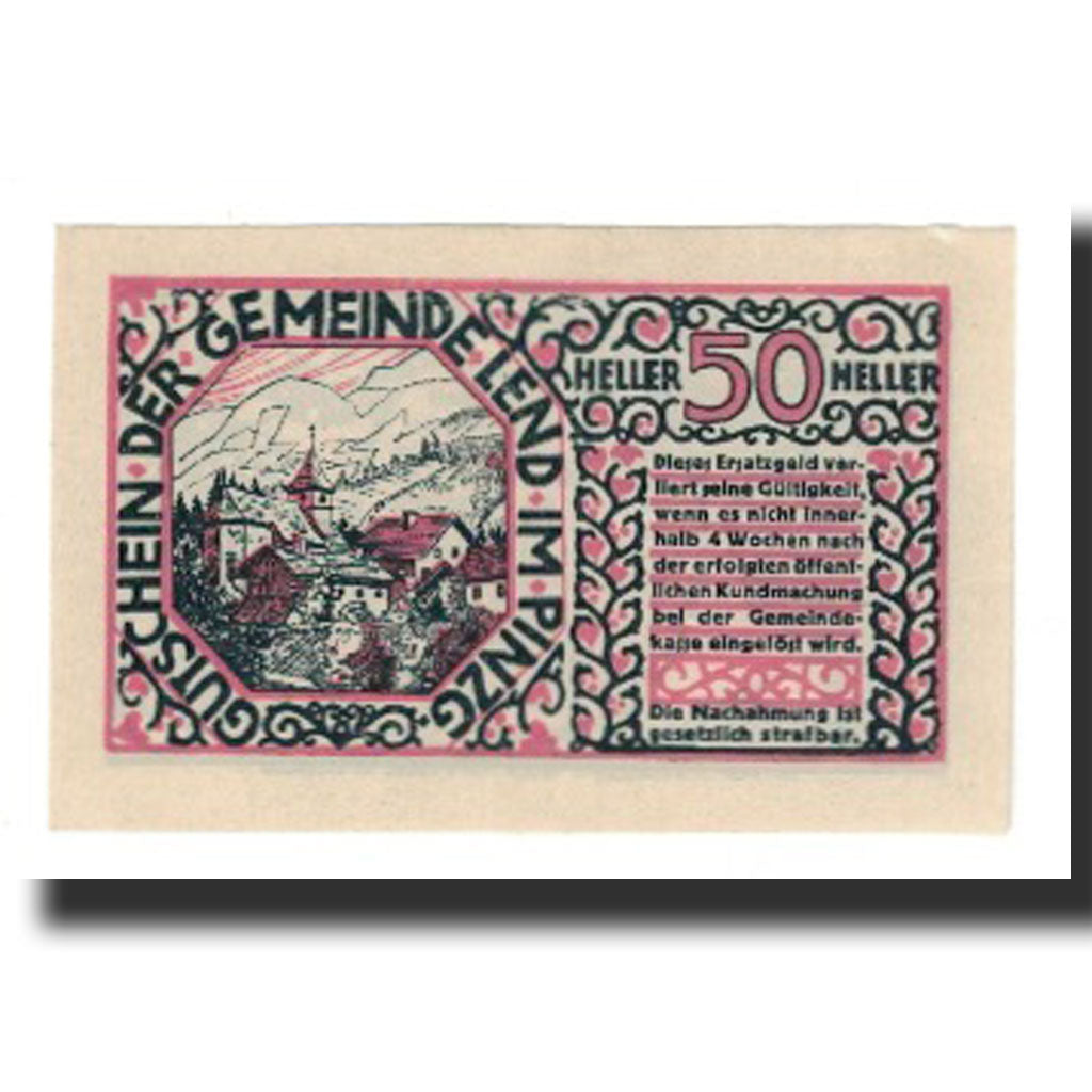 Billet, Autriche, Lend Sbg. Gemeinde, 50 Heller, Texte, 1920, 1920-06-05, NEUF
