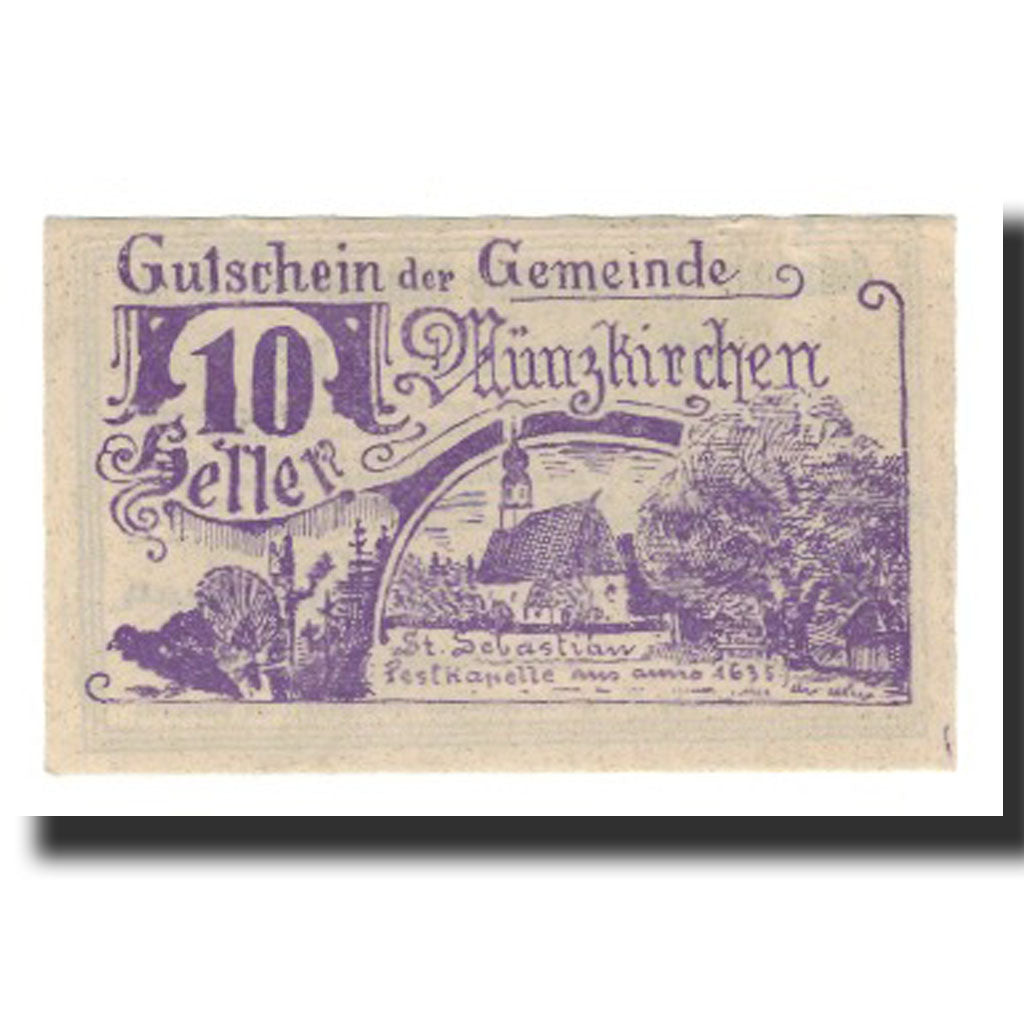 Billete, Austria, Münzkirchen O.Ö. Gemeinde, 10 Heller, Texte, 1920