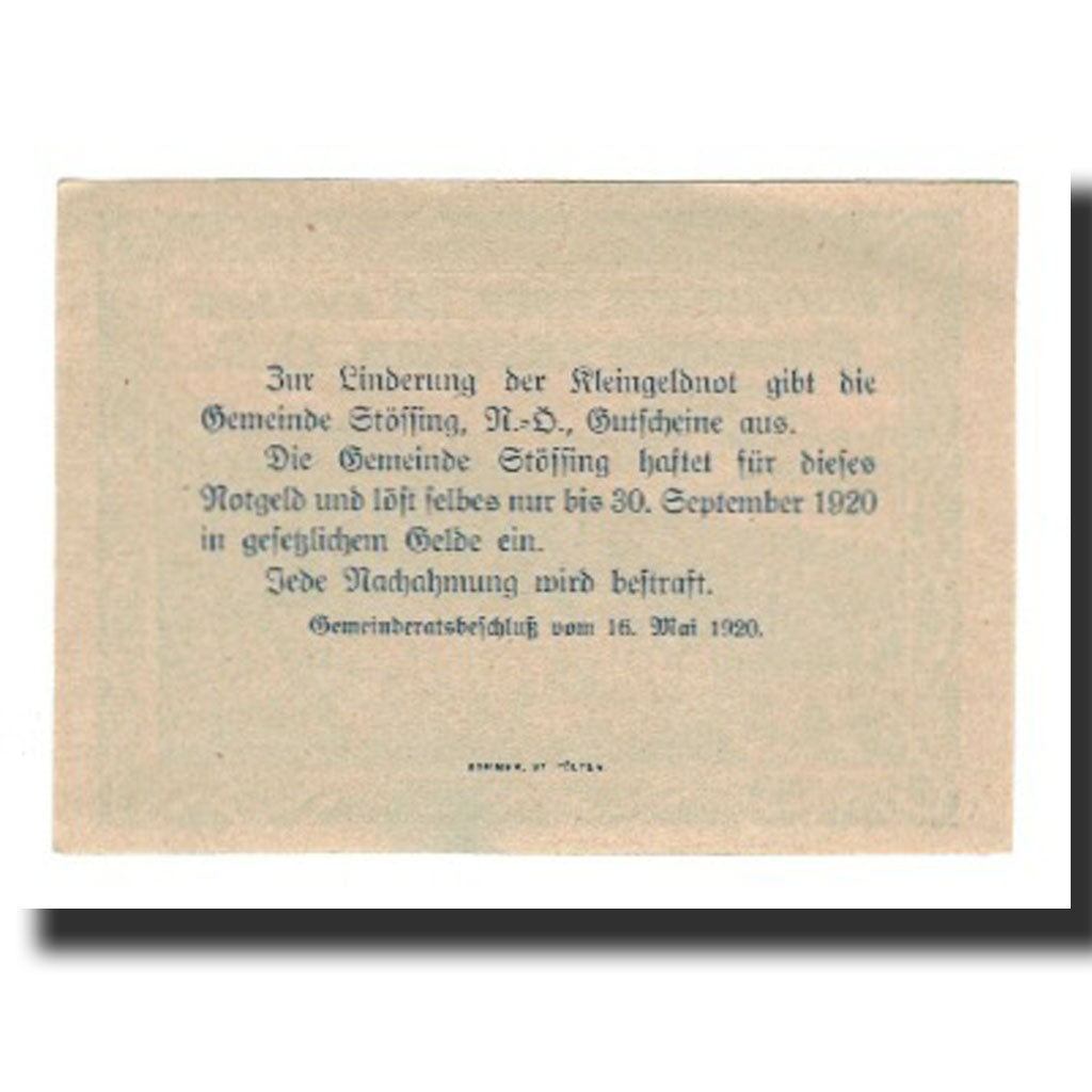 Banknote, Austria, Stossing, 20 Heller, texte 1, 1920, 1920-09-30, AU(55-58)