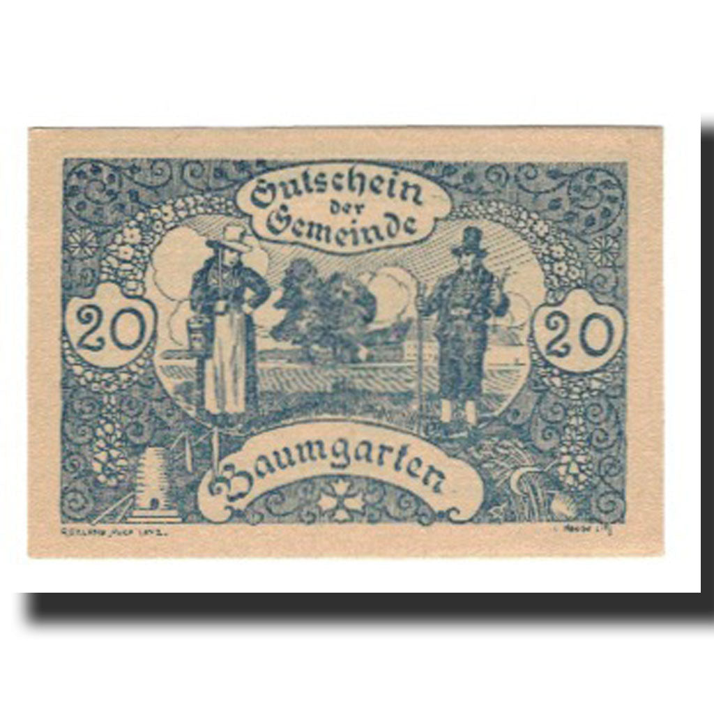 Banknote, Austria, Baumgarten, 20 Heller, Texte 2, 1921, 1921-02-28, UNC(65-70)
