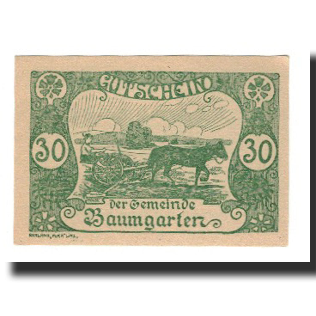 Geldschein, Österreich, Baumgarten, 30 Heller, Texte 3, 1921, 1921-02-28, UNZ