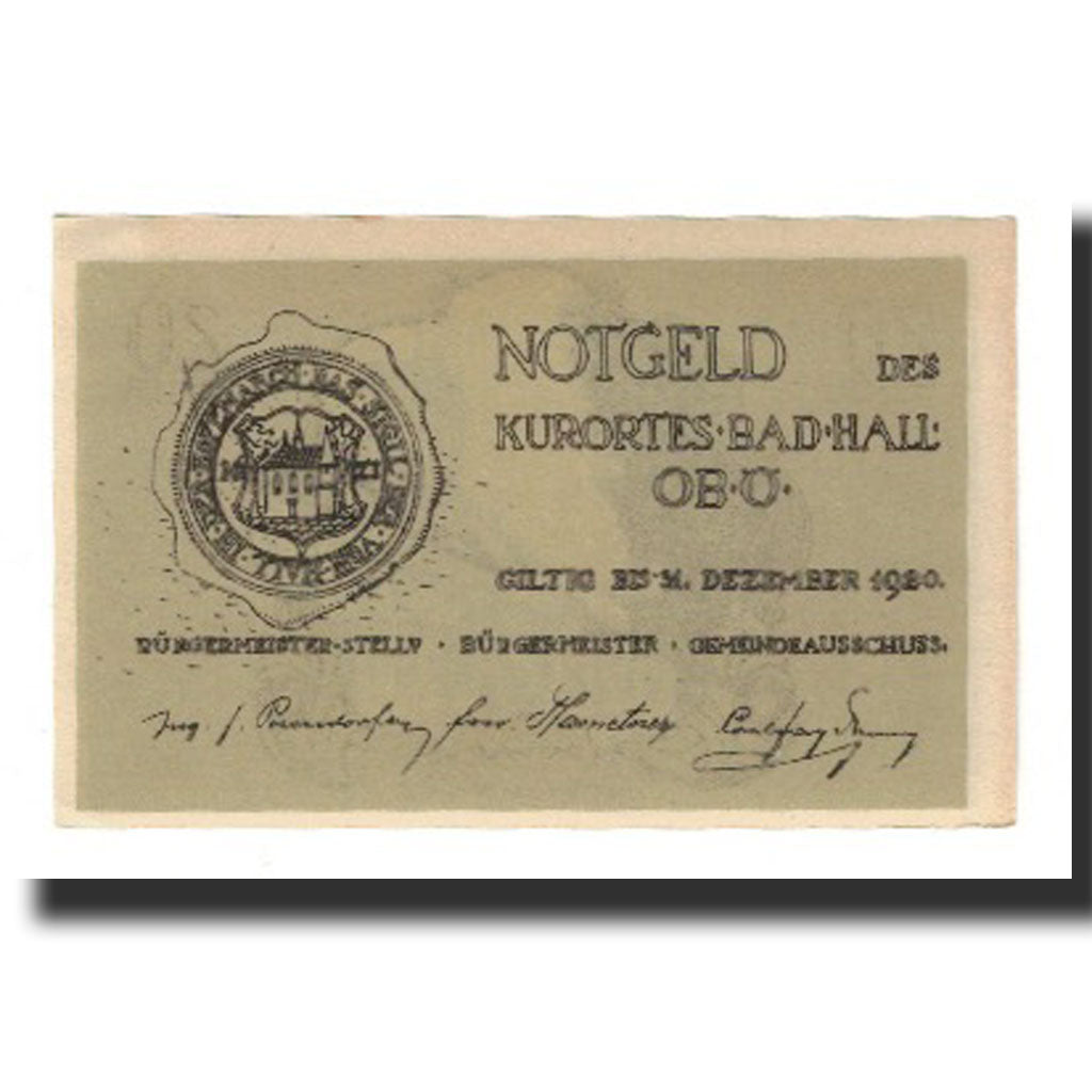 Billete, Austria, Bad Hall O.Ö. Gemeinde, 20 Heller, Signature 1, 1920