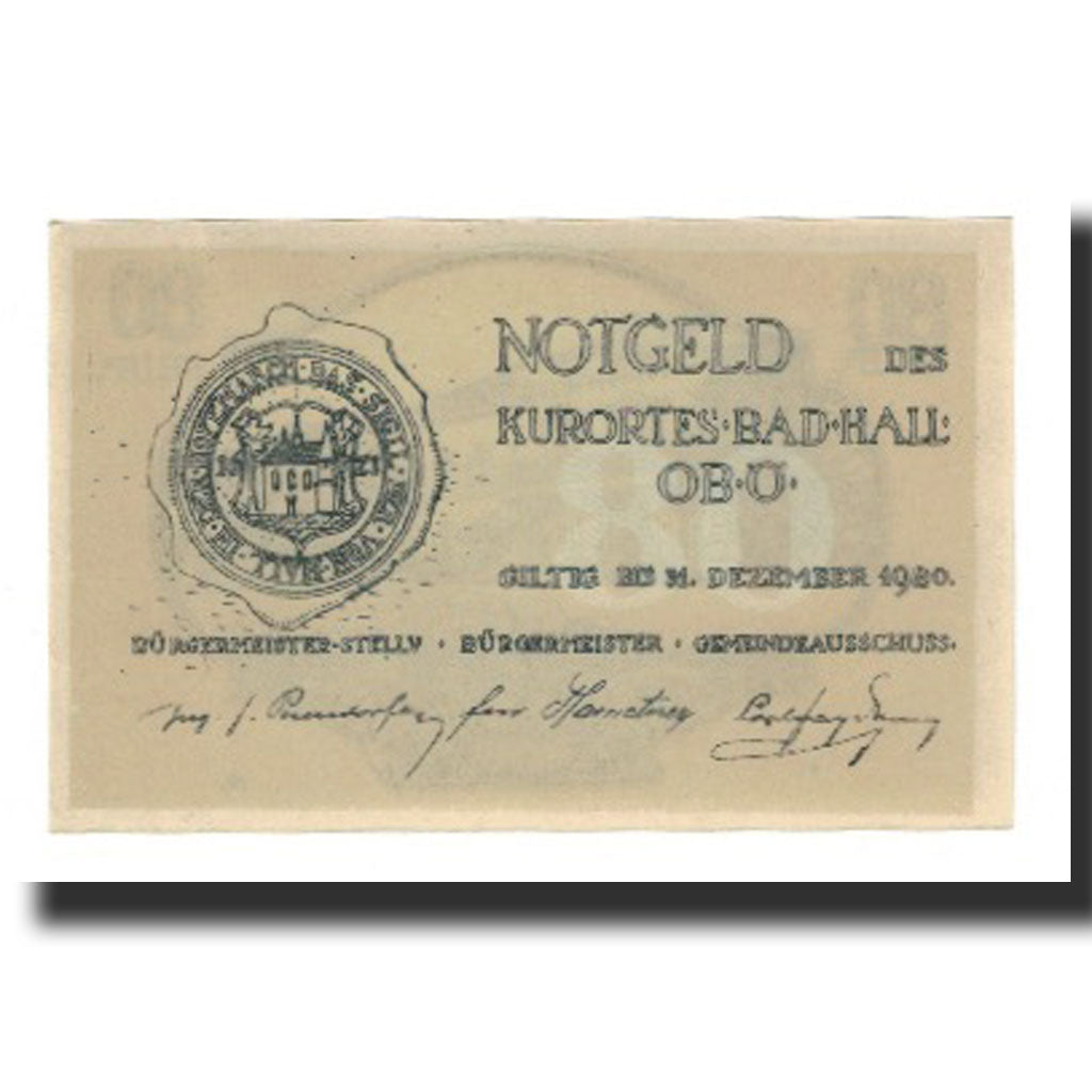 Geldschein, Österreich, Bad Hall O.Ö. Gemeinde, 80 Heller, Signature 7, 1920
