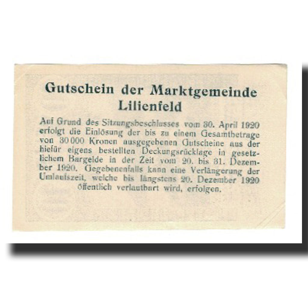 Billet, Autriche, Lilienfeld, 10 Heller, Texte, 1920, 1920-12-31, SUP, Mehl:FS