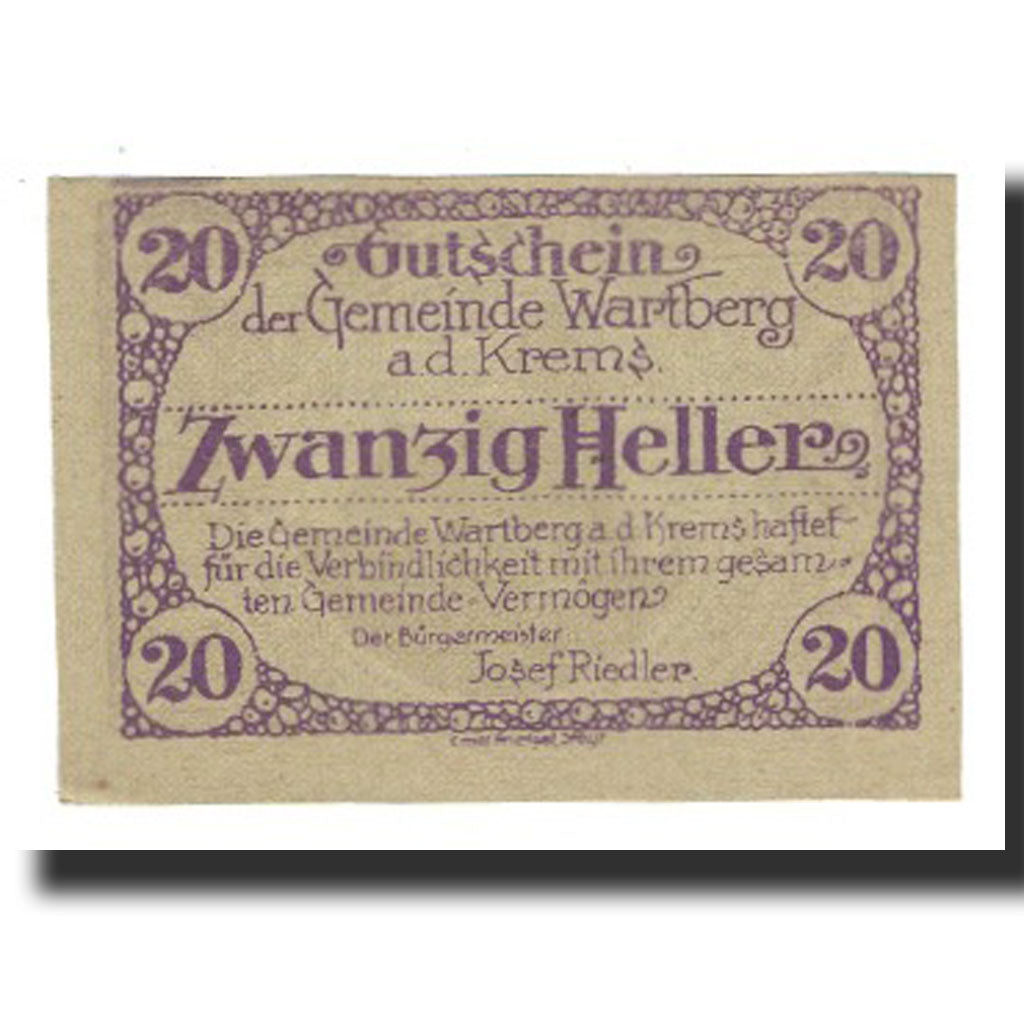 Banknote, Austria, Wartberg An Der Krems O.Ö. Gemeinde, 20 Heller, Batiment 4