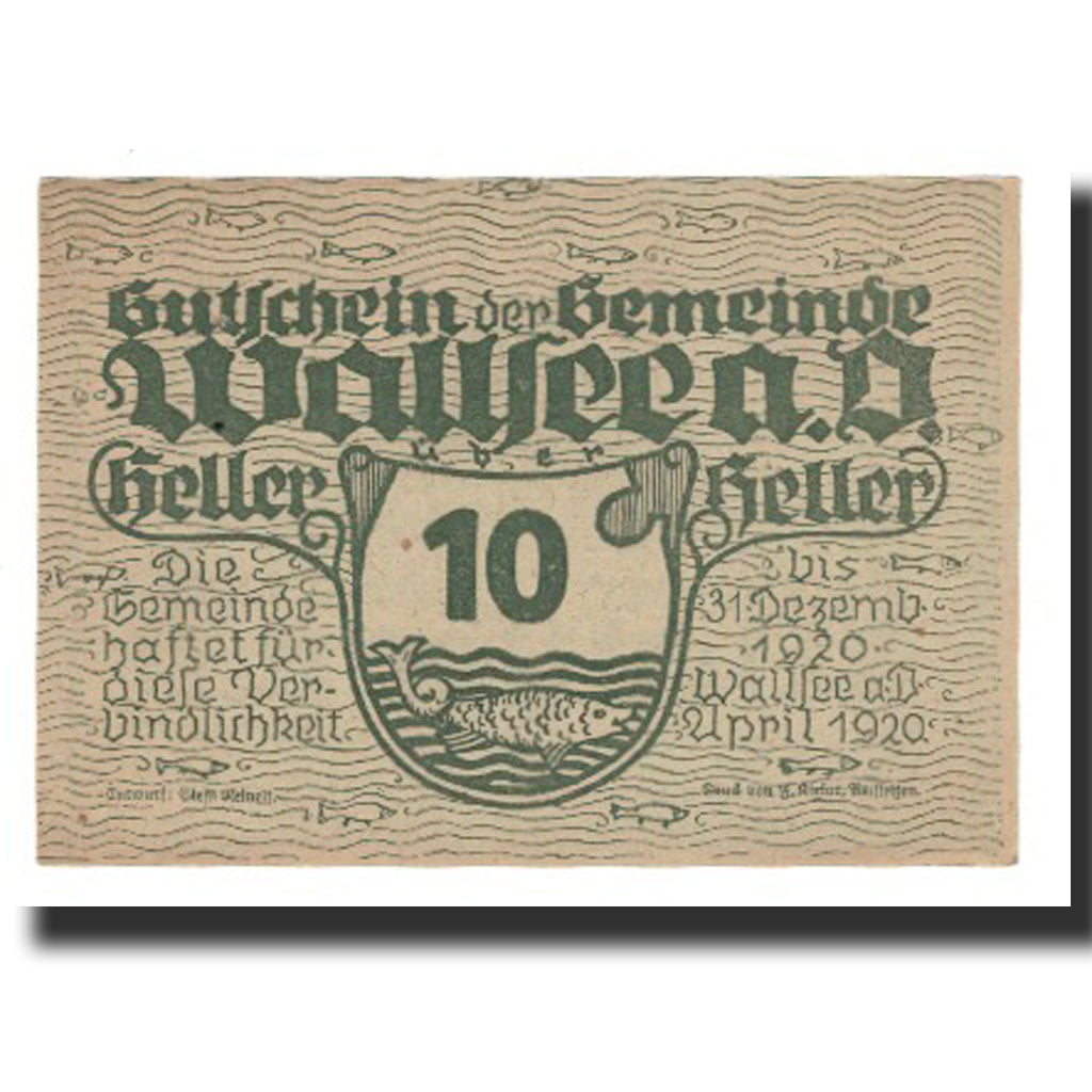 Banknote, Austria, Wallsee, 10 Heller, poisson, 1920, 1920-12-31, AU(55-58)
