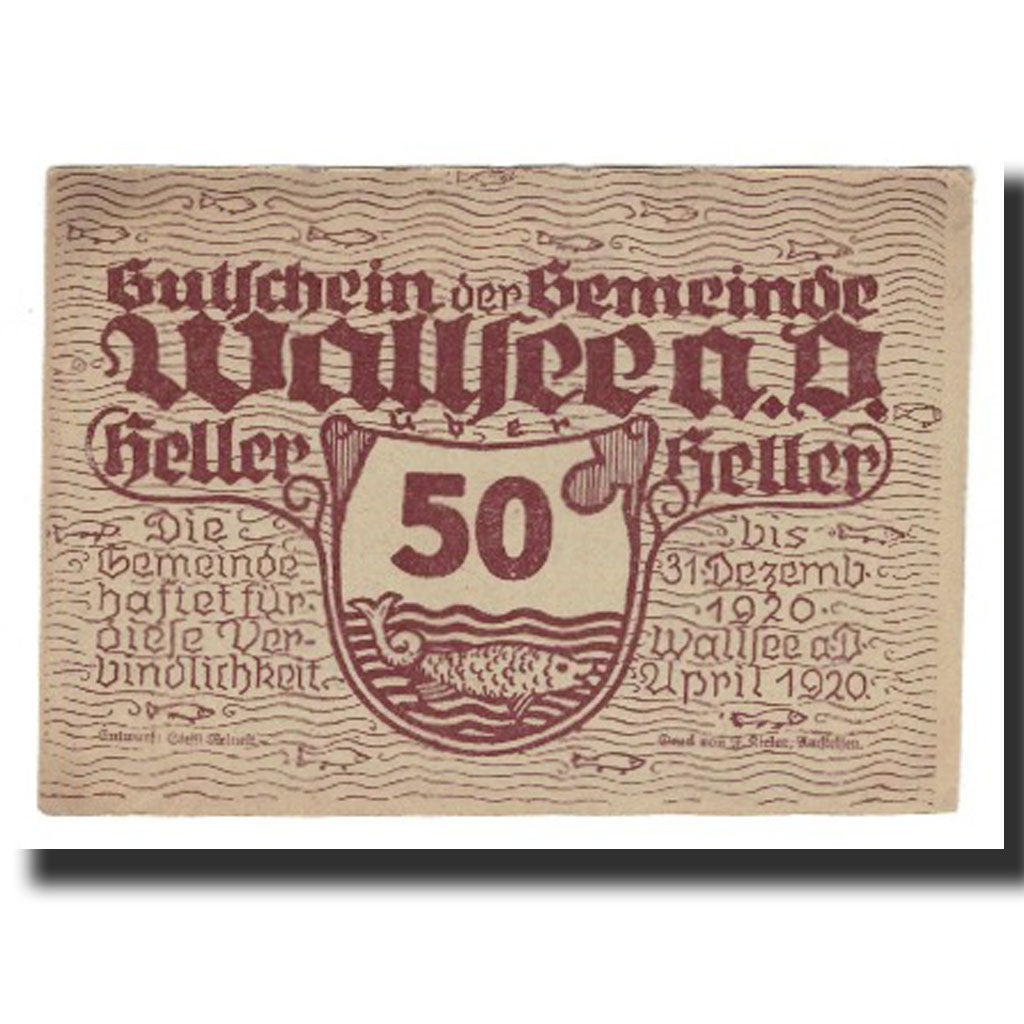 Banconote, Austria, Wallsee, 50 Heller, Poisson 2, 1920, 1920-12-31, SPL-