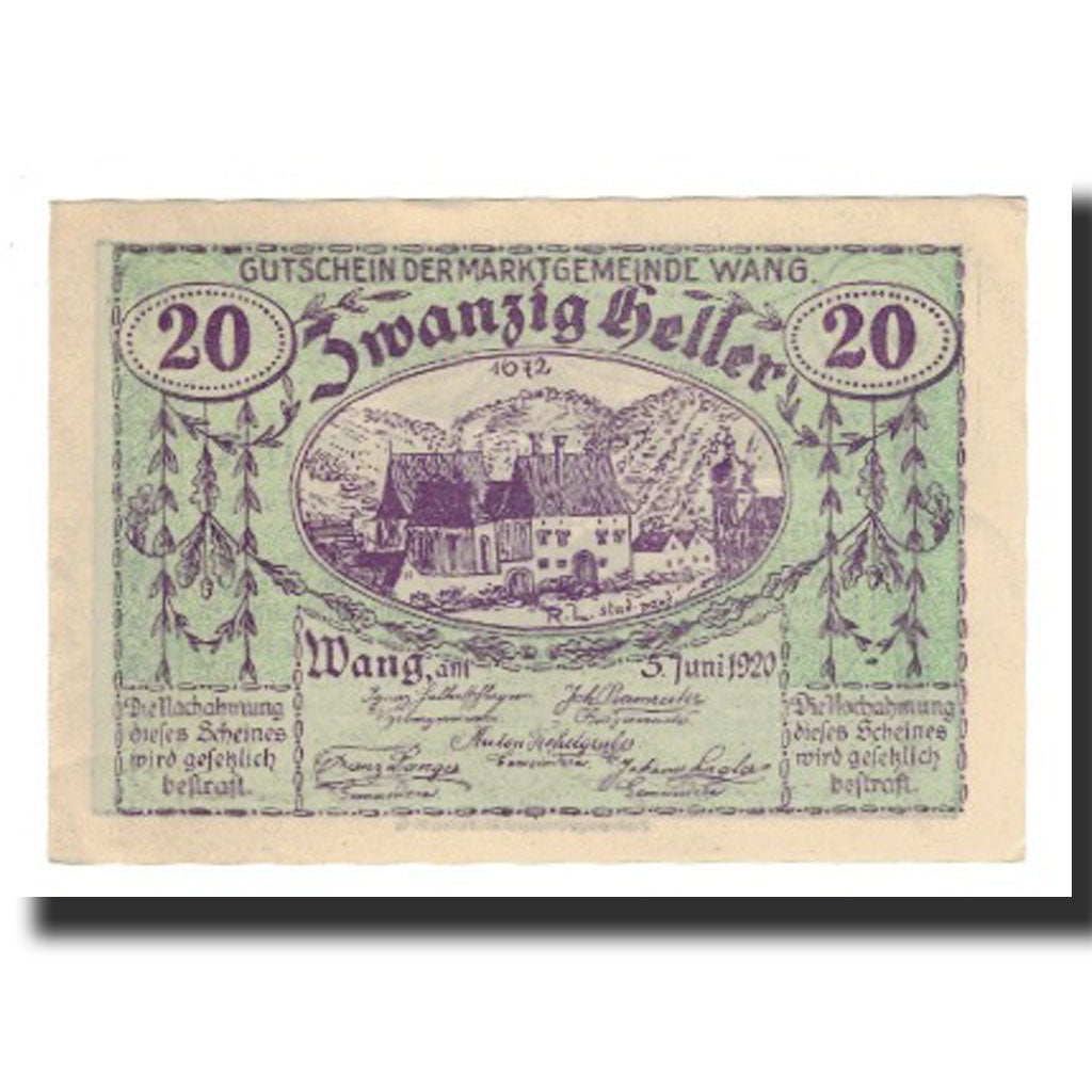 Banknote, Austria, Wang N.Ö. Marktgemeinde, 20 Heller, Texte, 1920, 1920-06-05