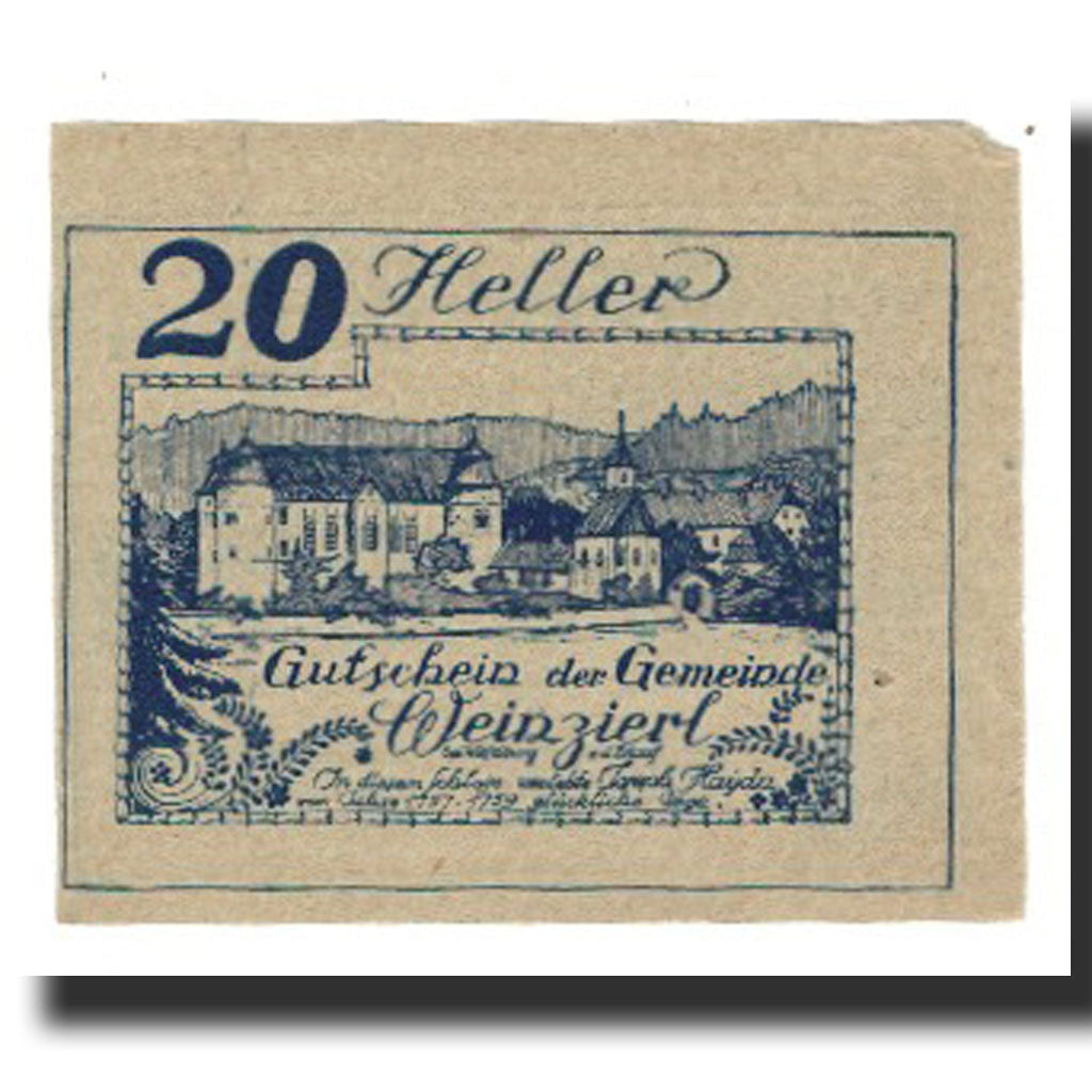 Geldschein, Österreich, Weinzierl bei Wieselburg N.Ö. Gemeinde, 20 Heller