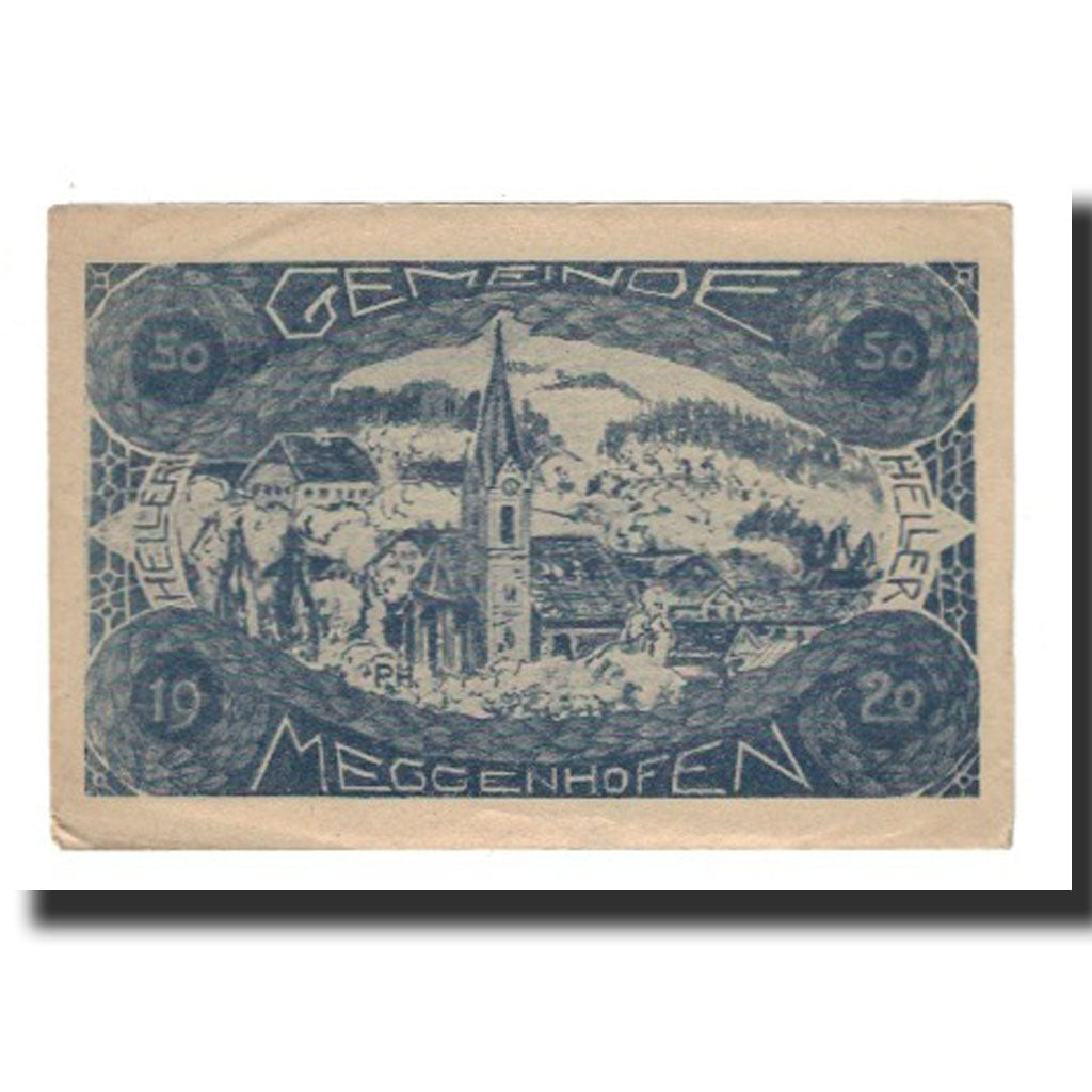 Nota, Áustria, Meggenhofen, 50 Heller, paysage 1, 1920, 1920-12-31, AU(55-58)