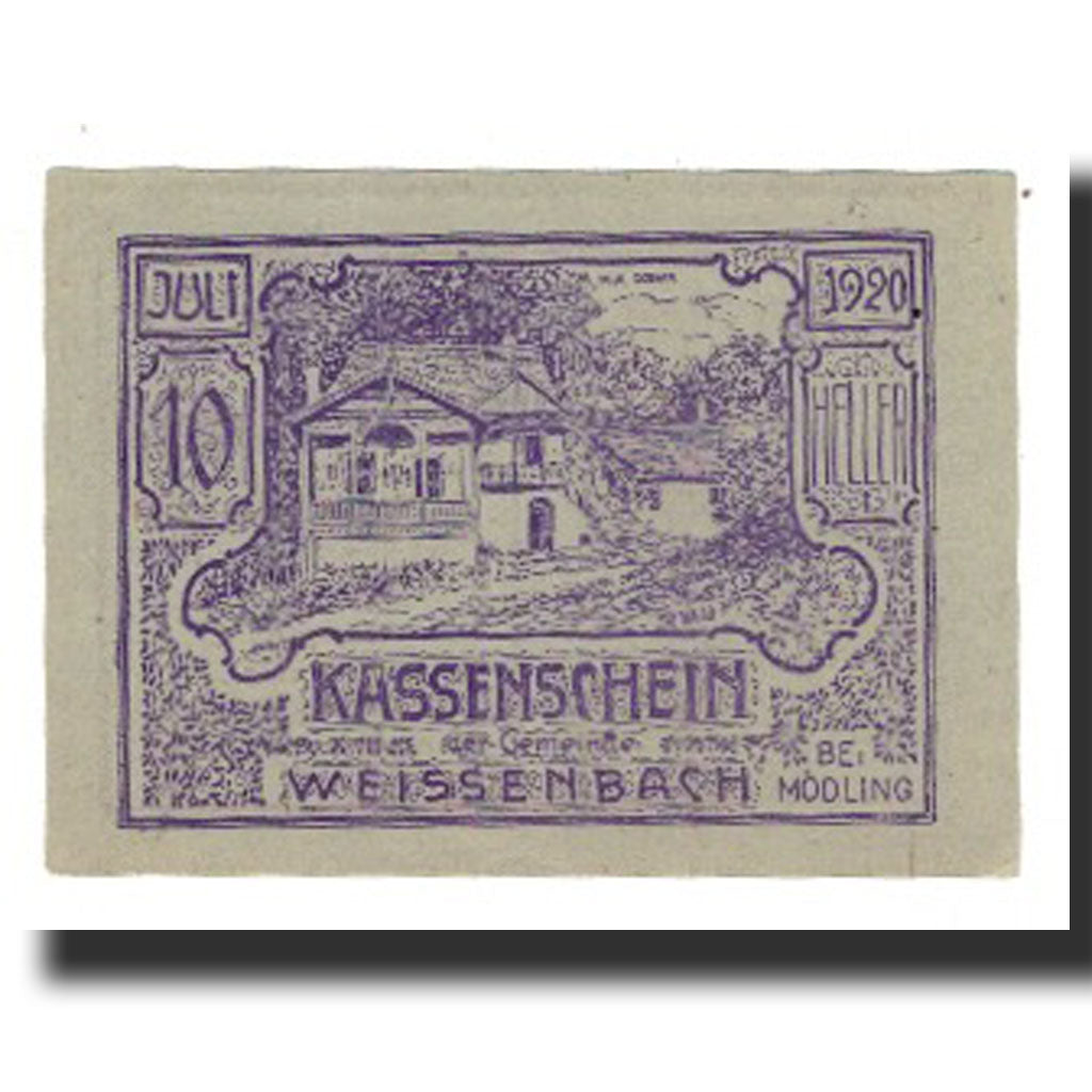 Billet, Autriche, Weissenbach bei Mödling N.Ö. Gemeinde, 10 Heller, paysage 5