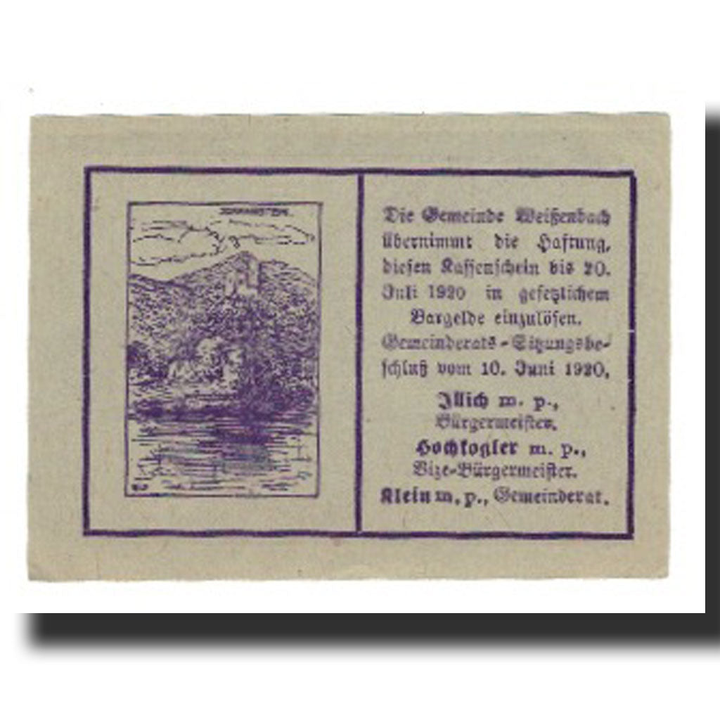 Billet, Autriche, Weissenbach bei Mödling N.Ö. Gemeinde, 10 Heller, paysage 5