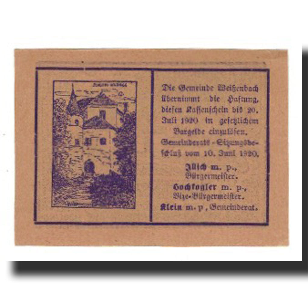Banknote, Austria, Weissenbach bei Mödling N.Ö. Gemeinde, 10 Heller, paysage