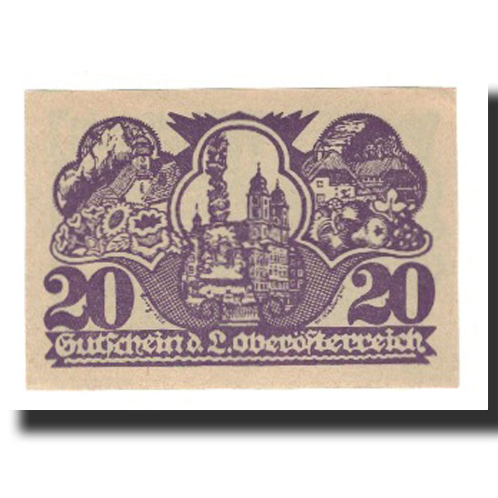 Geldschein, Österreich, Oberösterreich O.Ö. Land, 20 Heller, paysage, 1921