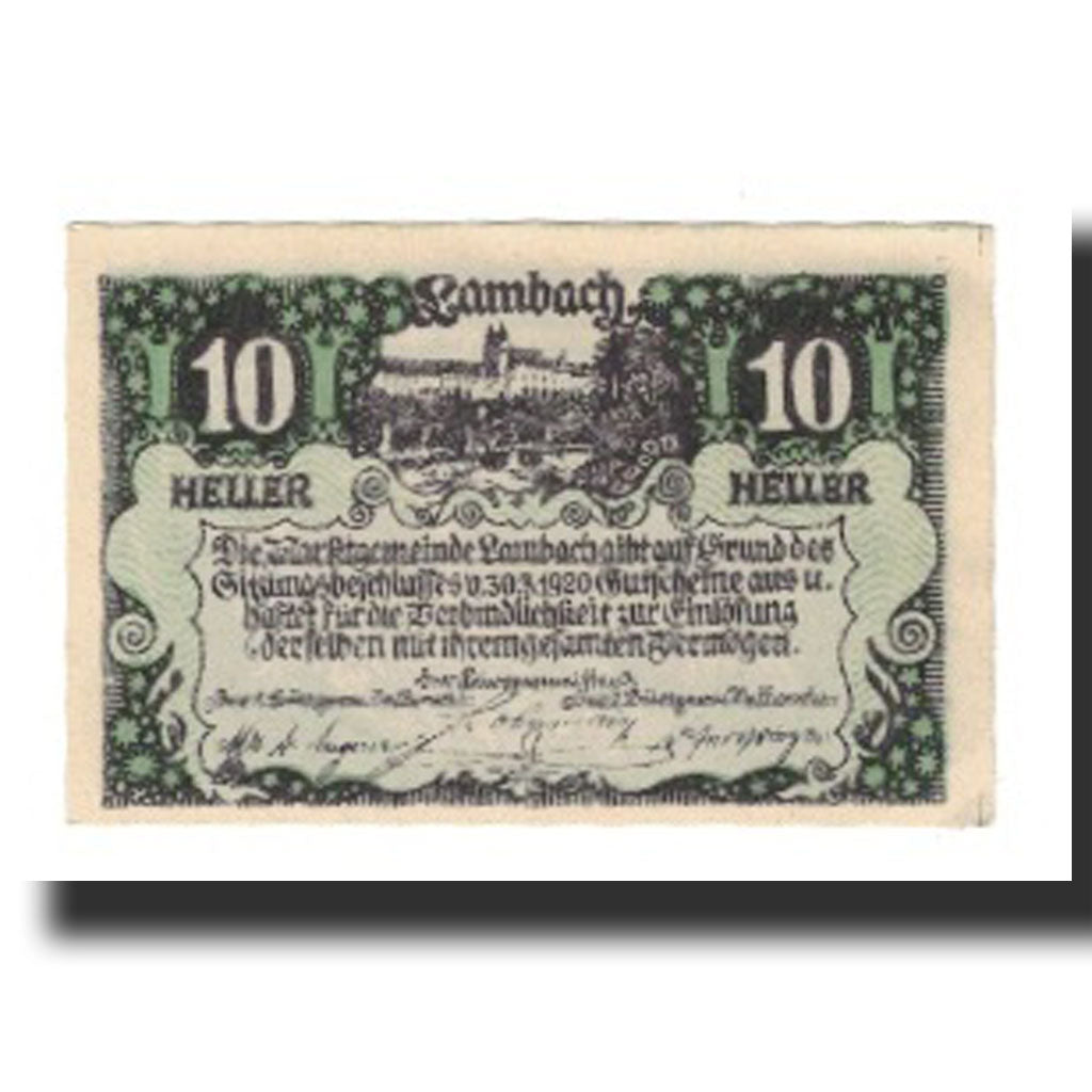 Banconote, Austria, Lambach, 10 Heller, Texte, 1920, 1920-12-31, FDS, Mehl:FS