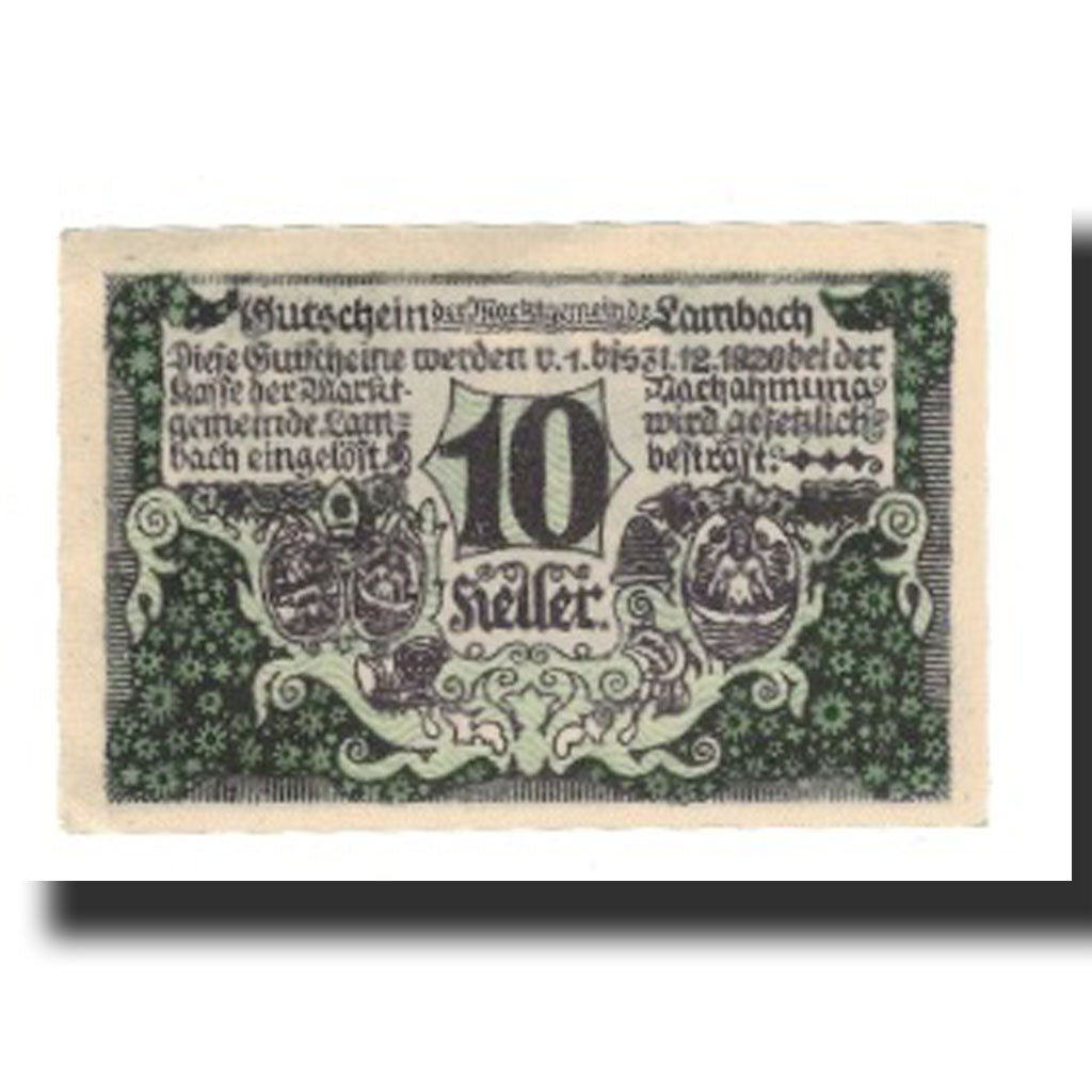 Banconote, Austria, Lambach, 10 Heller, Texte, 1920, 1920-12-31, FDS, Mehl:FS