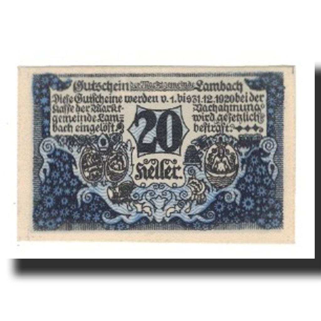Biljet, Oostenrijk, Lambach, 20 Heller, texte 1, 1920, 1920-12-31, NIEUW
