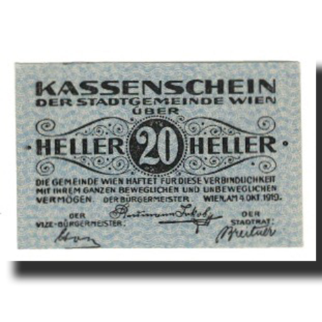 Biljet, Oostenrijk, Wien N.Ö. Stadtgemeinde, 20 Heller, Texte 2, 1921, NIEUW