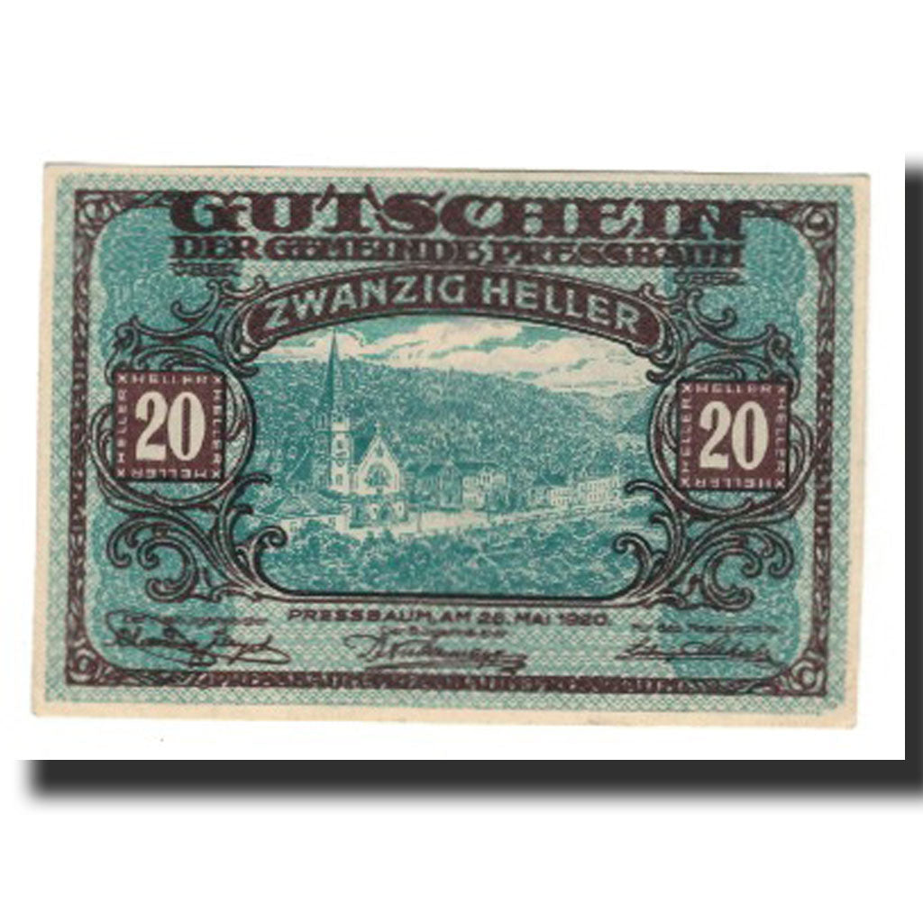 Billet, Autriche, Pressbaum, 20 Heller, Texte, 1921, 1921-07-31, SUP, Mehl:FS