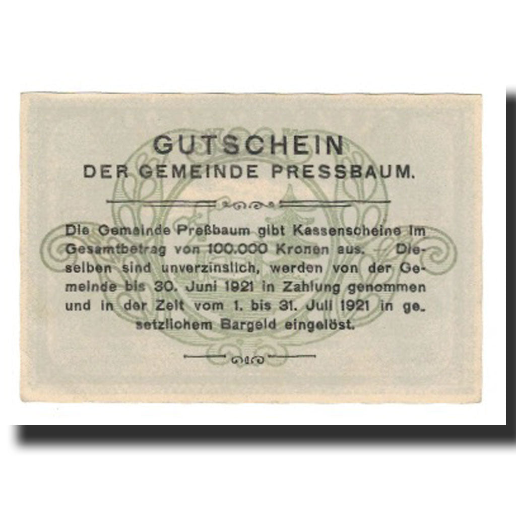 Billet, Autriche, Pressbaum, 20 Heller, Texte, 1921, 1921-07-31, SUP, Mehl:FS