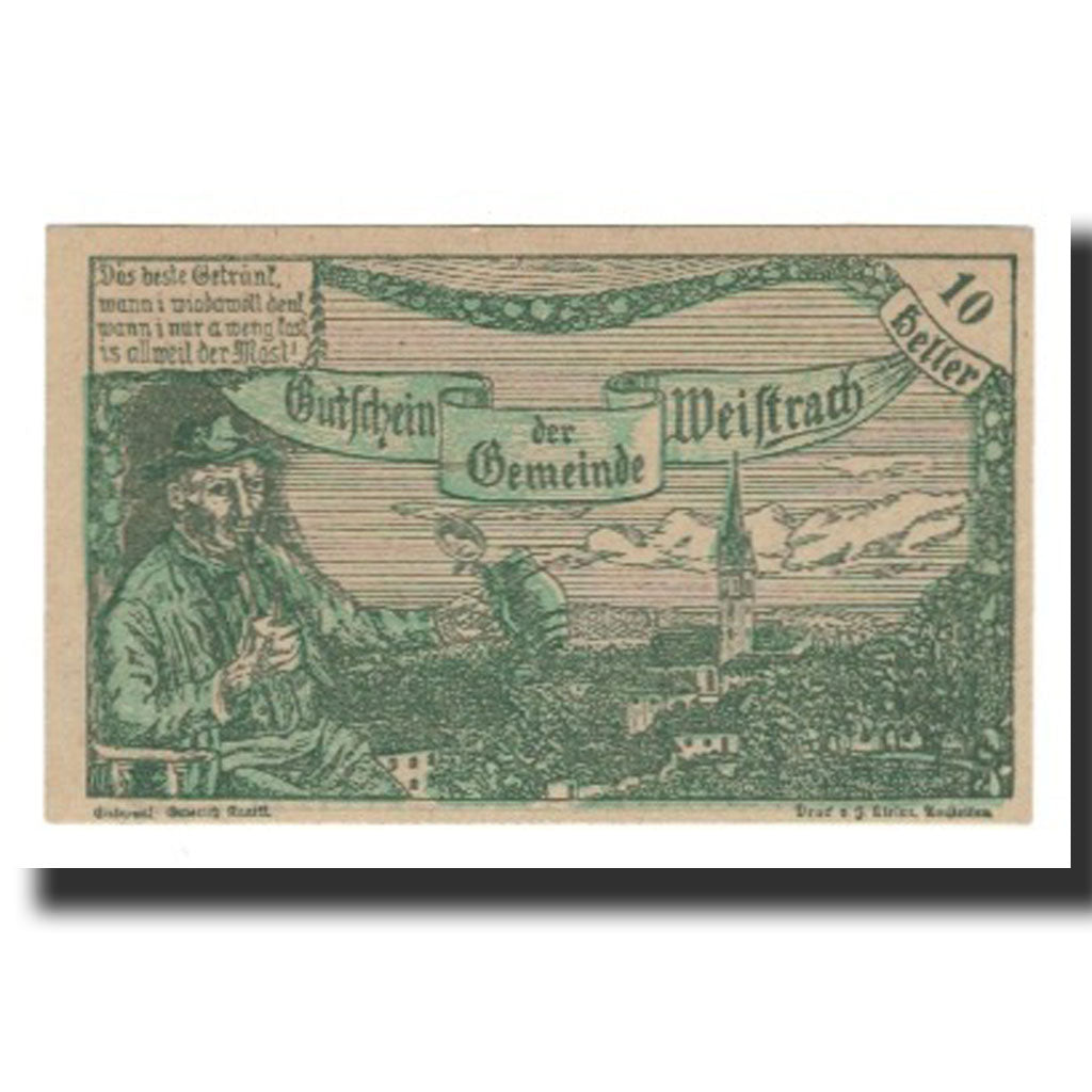 Banknote, Austria, Weistrach, 10 Heller, personnage, 1920, 1920-12-30