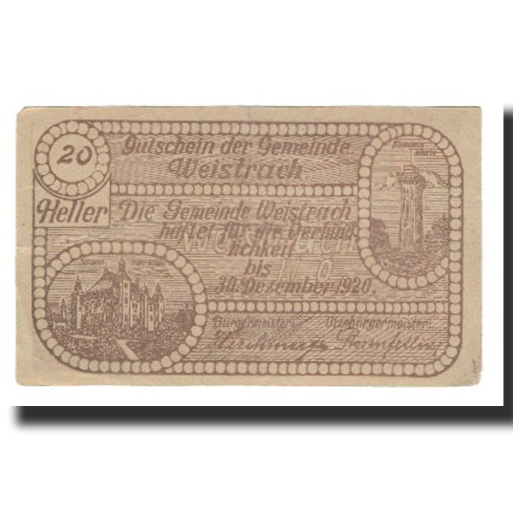 Geldschein, Österreich, Weistrach, 20 Heller, personnage 1, 1920, 1920-12-30