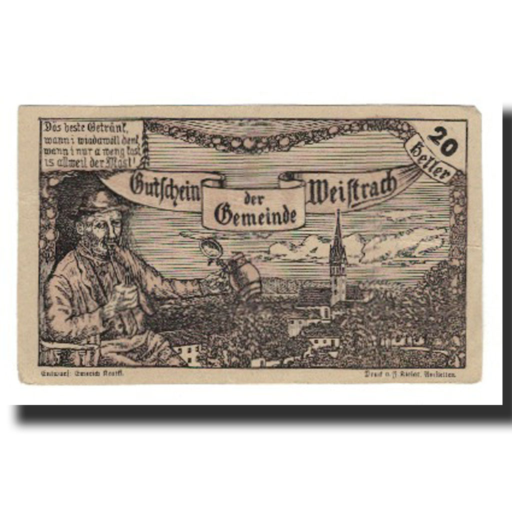Geldschein, Österreich, Weistrach, 20 Heller, personnage 1, 1920, 1920-12-30