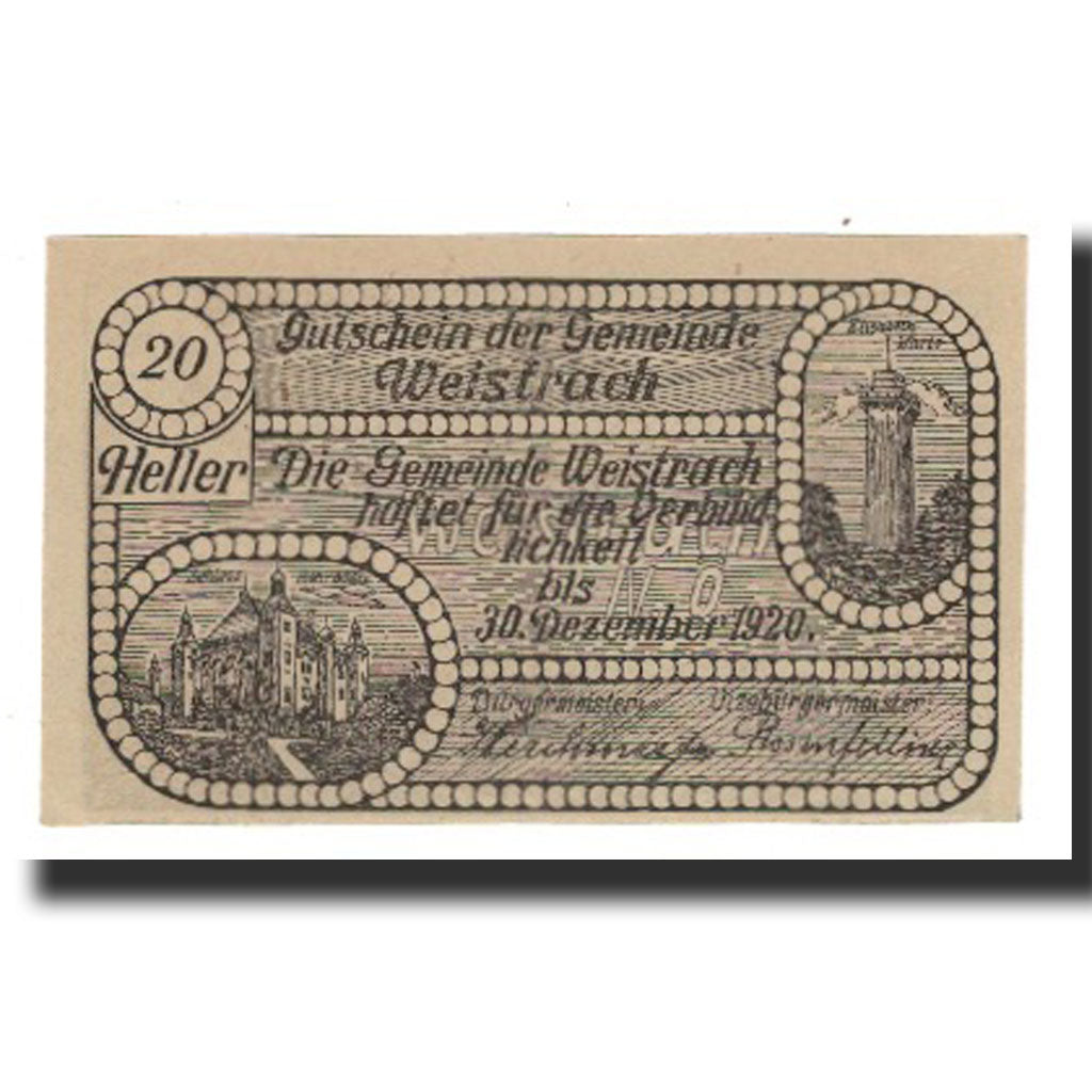 Banconote, Austria, Weistrach, 20 Heller, personnage 2, 1920, 1920-12-30, SPL-