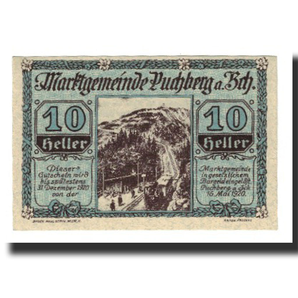 Banknote, Austria, Puchberg am Schneeberg N.Ö. Marktgemeinde, 10 Heller, Texte
