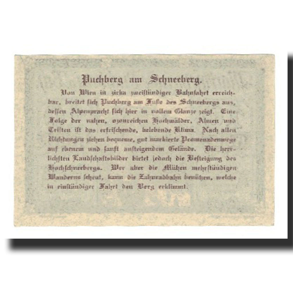 Banknote, Austria, Puchberg am Schneeberg N.Ö. Marktgemeinde, 10 Heller, Texte