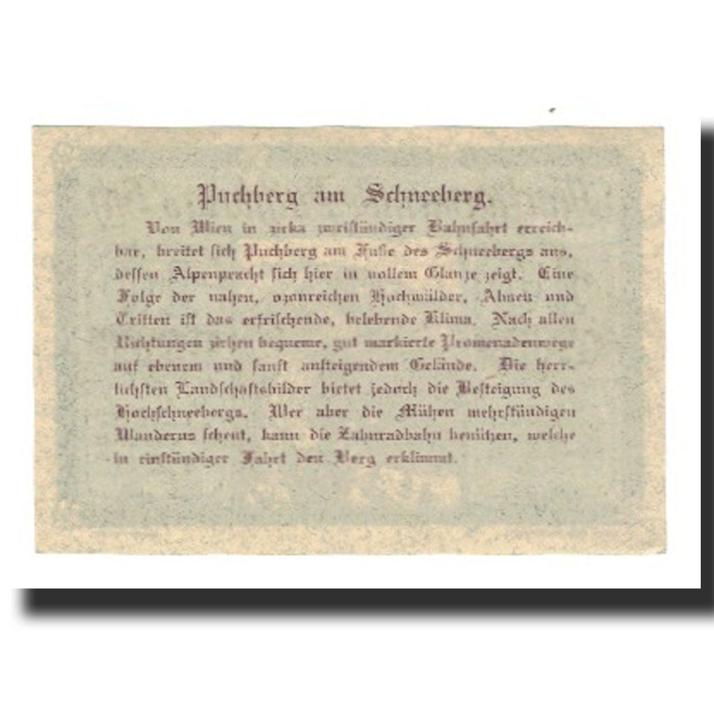 Banknote, Austria, Puchberg am Schneeberg N.Ö. Marktgemeinde, 10 Heller, texte