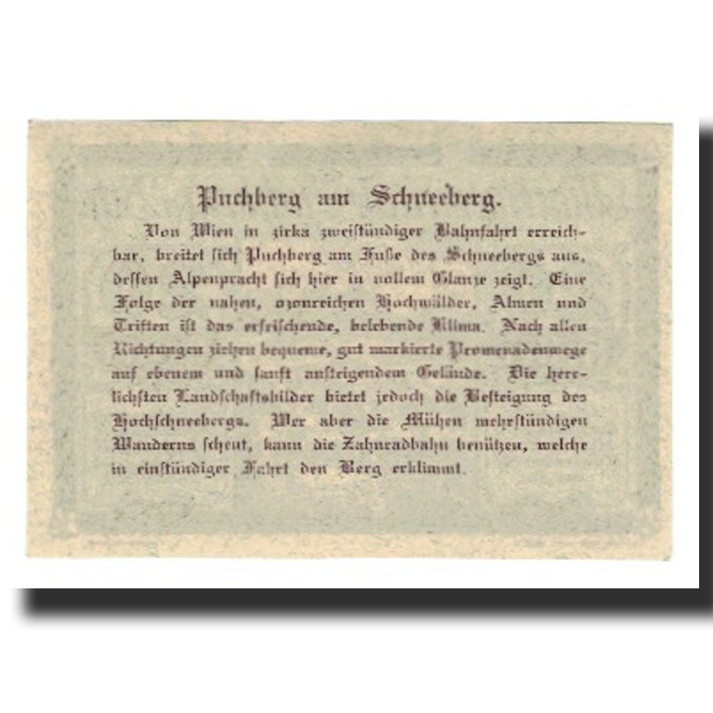 Banknote, Austria, Puchberg am Schneeberg N.Ö. Marktgemeinde, 20 Heller, Texte