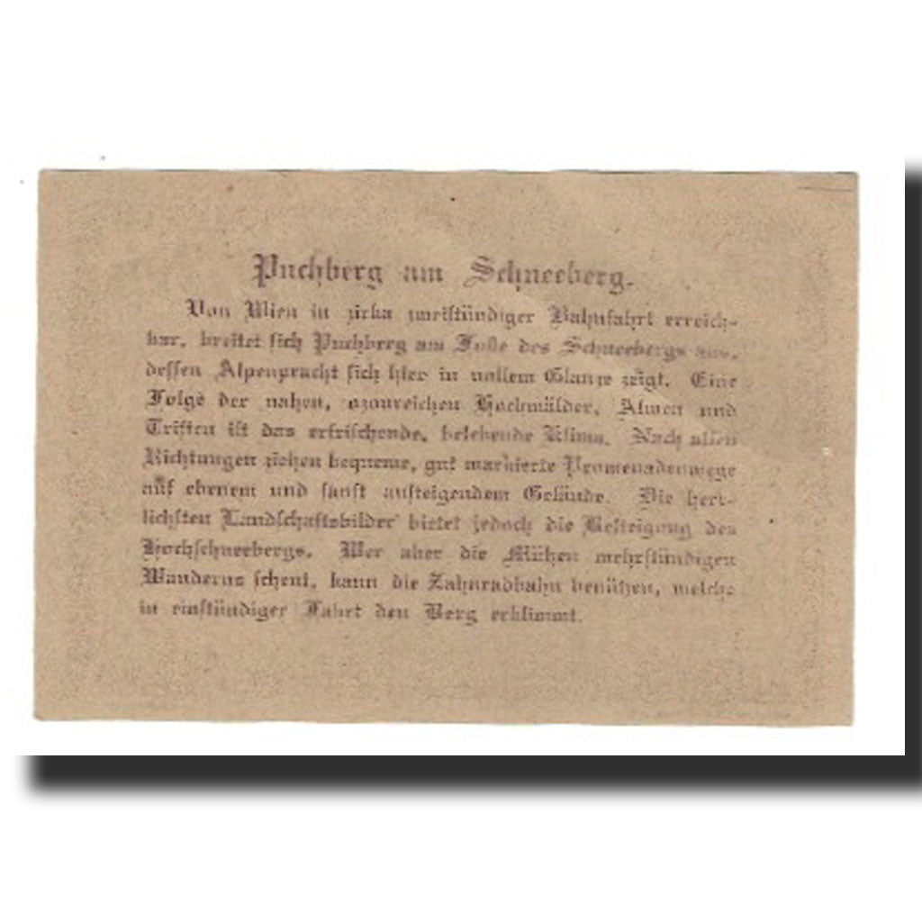 Banknote, Austria, Puchberg am Schneeberg N.Ö. Marktgemeinde, 50 Heller, Texte